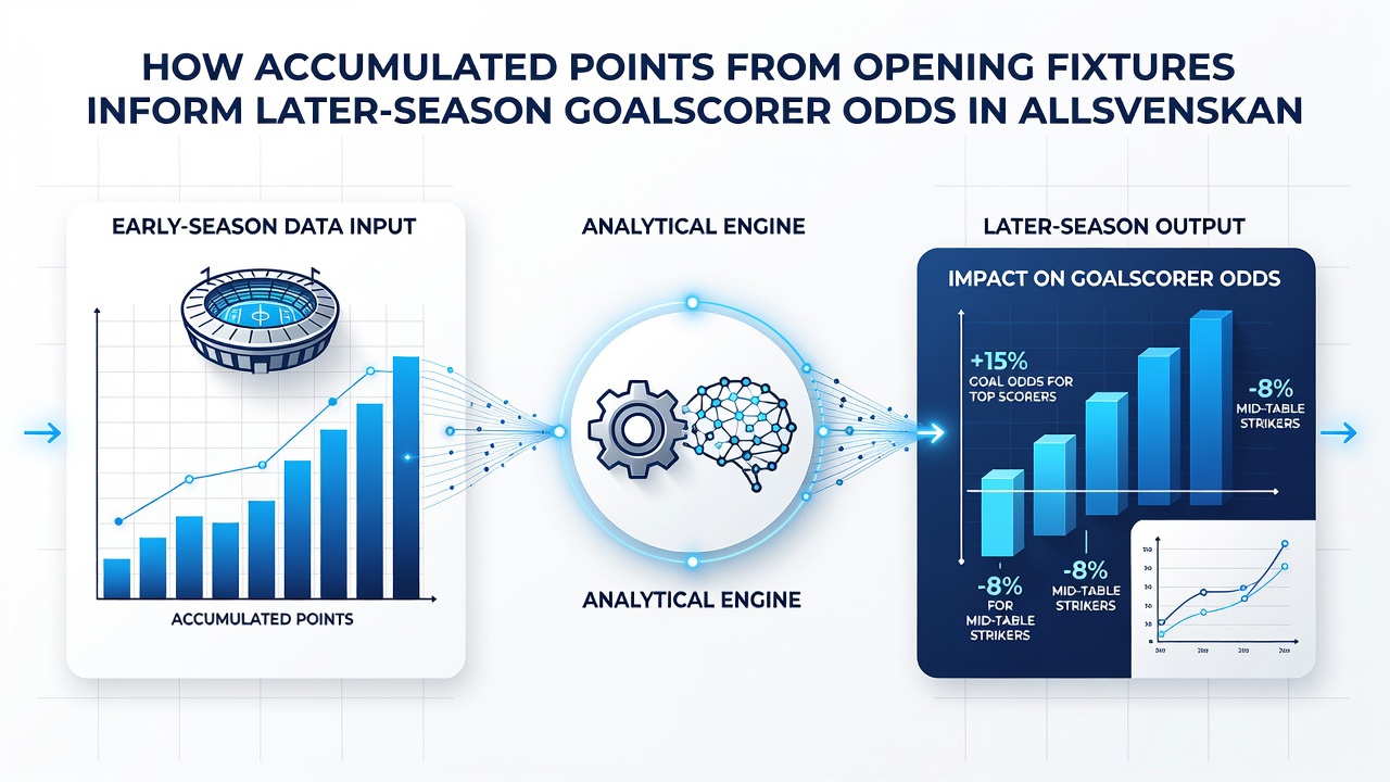 Statistical charts displaying Allsvenskan points trends and goalscorer odds adjustments during a typical season